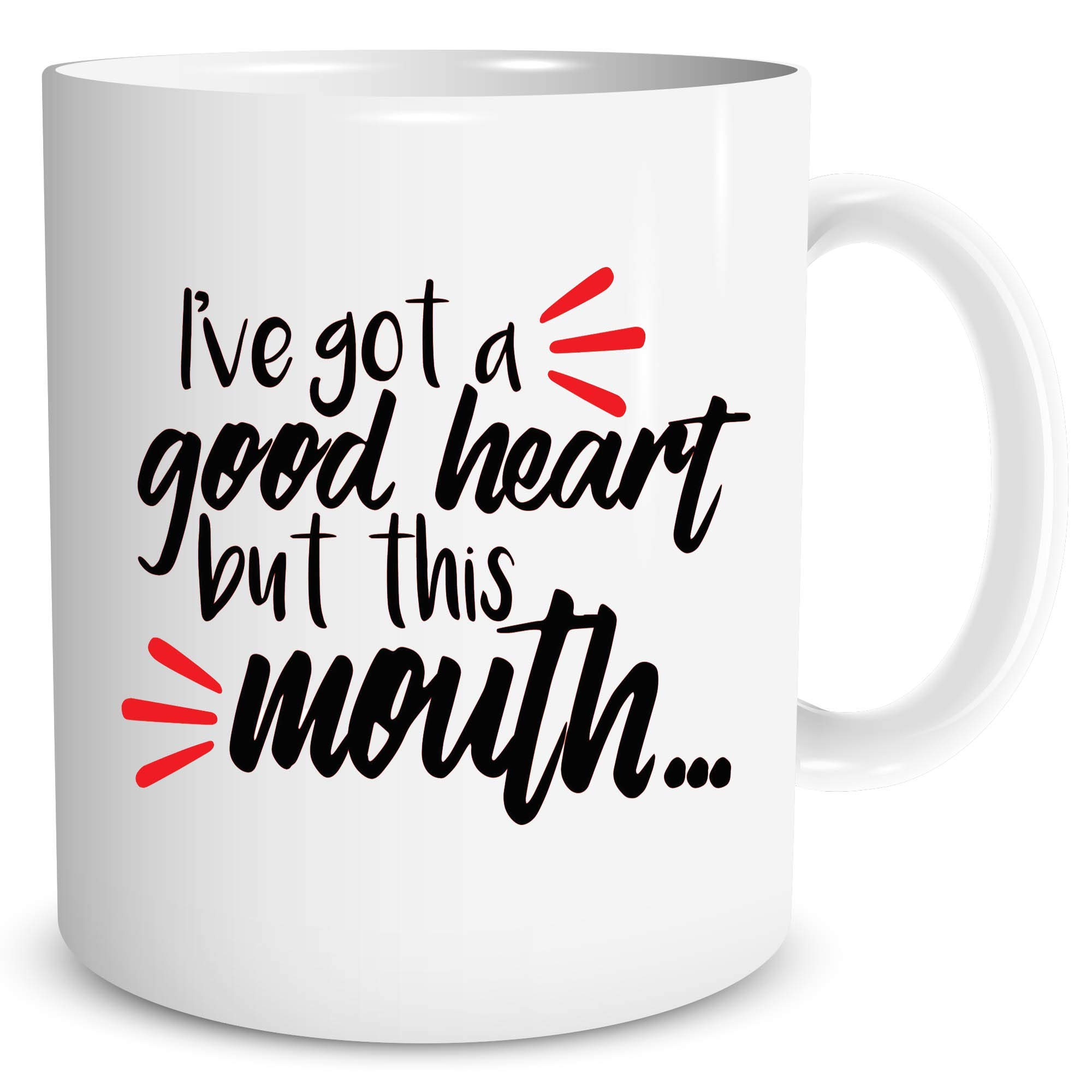 I've Got A Good Heart But This Mouth Mug Funny Coffee Mug Cussing Gift Swearing Sarcastic Gift Cursing Gift Sarcastic Coffee Mug WSDMUG1073