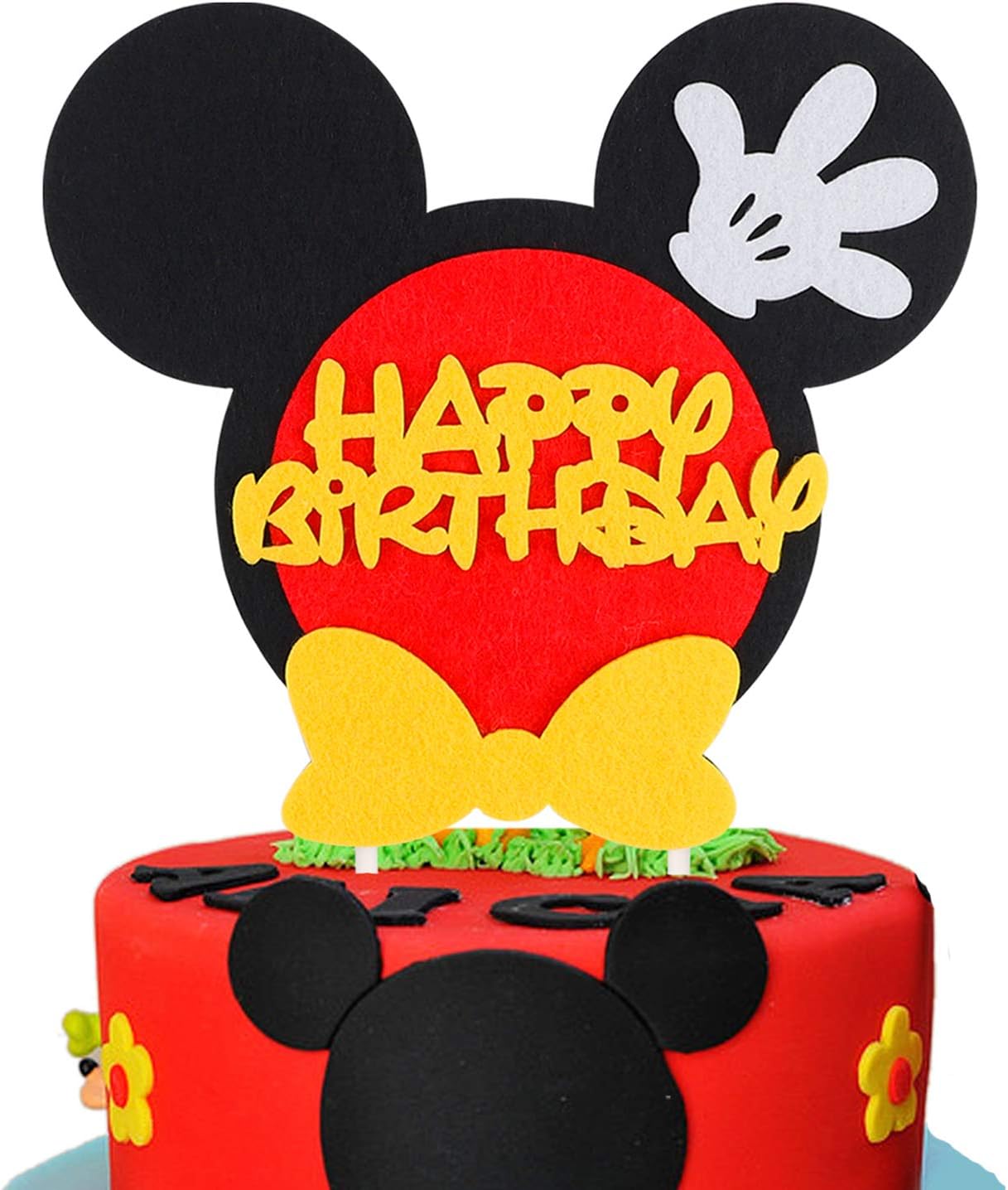 BeYumi Mickey Inspired Birthday Cake Topper, Happy Birthday First Birthday Cake Topper Party Cake Decoration Supplies for Boys and Girls