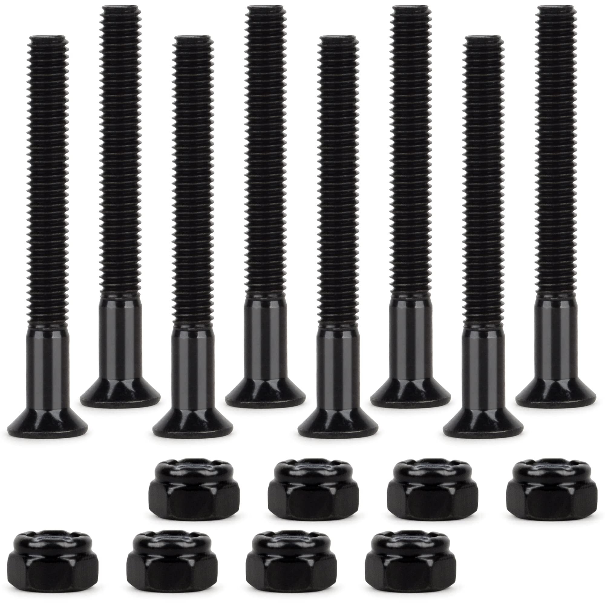 BYBAIZ 1 3/4 1.75 inch Black Skateboard Hardware for Skateboard & Longboard Trucks 8 Pcs/set Screw Nut Bolts