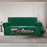 Granbest Premium Thicken Plush Velvet Sofa Cover 3 Seater Green High Stretch view 2