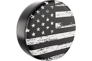 Moonet Spare Tire Cover for RV Trailer,Waterproof Leather Wheel Cover with American Flag Fit for Truck,Trailer,RV,SUV,Camper and Most Vehicle 15" Black-White (for Tire Diameter 27-29 inch)