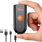 Tera Barcode Scanner 2D Portable Wireless: BT 2.4G USB Pocket Reader, 1200 | IP66, 1.4oz Mini Size, 640*480 CMOS Rolling, Prefix Suffix with Date &amp; Time, 450mAh Battery, Retail Warehouse Pharmacy School