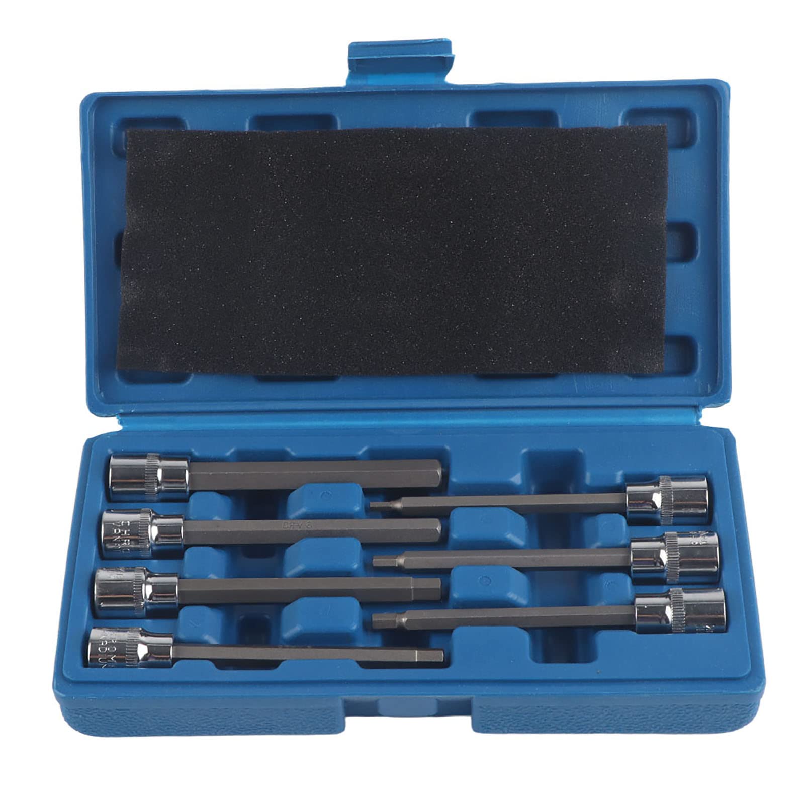 7-Piece Chrome Vanadium Steel Long Hex Socket Set, 3-10mm Hex Bit Kit, Repair Tools for All Work