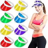 Tarpop 8 Pack Poker Visors Bulk Plastic Bingo Hat Dealer Casino Visors Clear Beach Sunhat for Women Party Outdoor