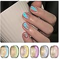 GAOY Cat Eye Gel Nail Polish Set with Magnet for Blue Glitter Holographic Cat Eye, Salon Gel Manicure and Nail Art DIY at Home, Mermaid's Tears