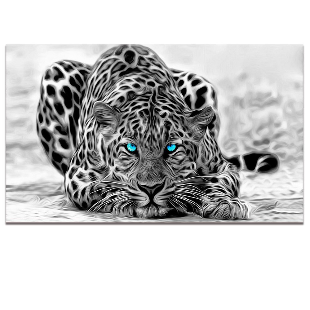 Black and White Animal Canvas Wall Art,Abstract Leopard Canvas Prints