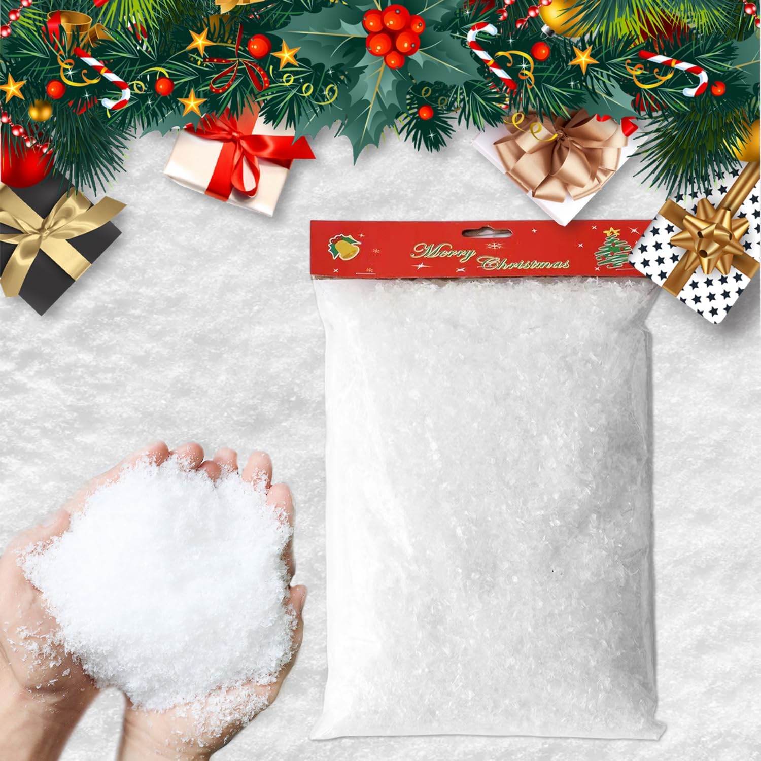 Artificial Snow - KoKoWill Christmas Fake Snow Decor - Artificial Instant Snow Powder Filler for Christmas Party Decoration, Xmas Snow Crafts for Winter Displays, Christmas Village