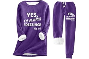 KINRUI Lounge Sets for Women 2 Piece Winter Outfits Warm Fleece Lined Pajama Sets Sweatshirt Sweat Pants Cozy Tracksuits 2024