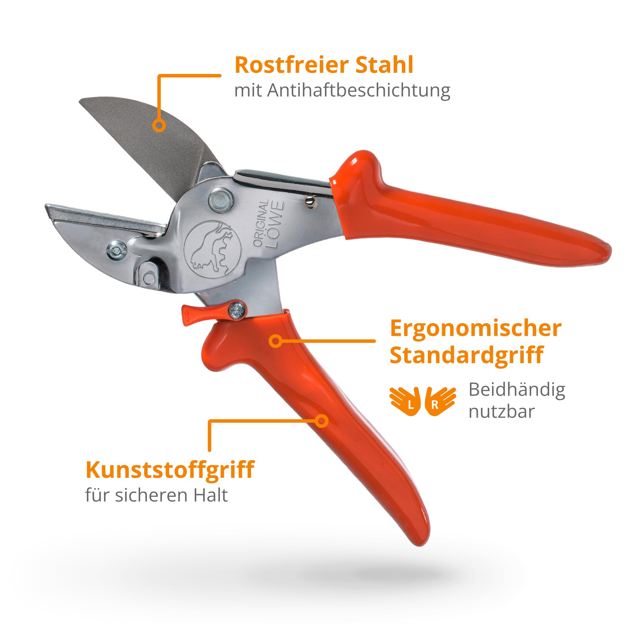 Original LÖWE 1 Profi Amboss-Gartenschere 1.104 mit rostfreier Stahlklinge und Antihaftbeschichtung - robuste und scharfe Schere aus rostfreiem Stahl eignet sich ideal für Holzarten wie Buche Esche 4