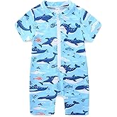 CIZENOFURS Baby Boy Swimsuit Toddler Bathing Suits for Boys Rash Guard Infant One Piece Zipper Summer Beach Swimwear