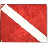 Anley Diver Down Warning Flag with Removable Stiffening Pole 20 x 24 Inch - Double Stitched - Red and White Diving Flags for Scuba Dive Spearfishing Freediving