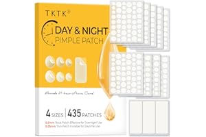 TKTK Bulk Pimple Patches for Face, 435 Patches 4 Size Acne Patches Day and Night, Hydrocolloid Patch Thin & Thick Pimple Stickers for Covering Zits, Blemishes and Breakouts