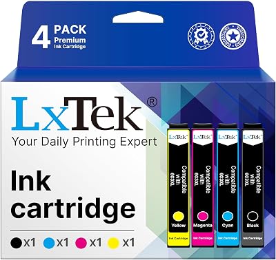 LxTek 603XL Ink Cartridges Black Cyan Magenta Yellow 4 Pack for Epson XP WF
