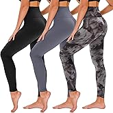 TNNZEET 3 Pack Leggings for Women - Black Tummy Control High Waisted Soft Yoga Pants for Workout Gym Running with Pockets