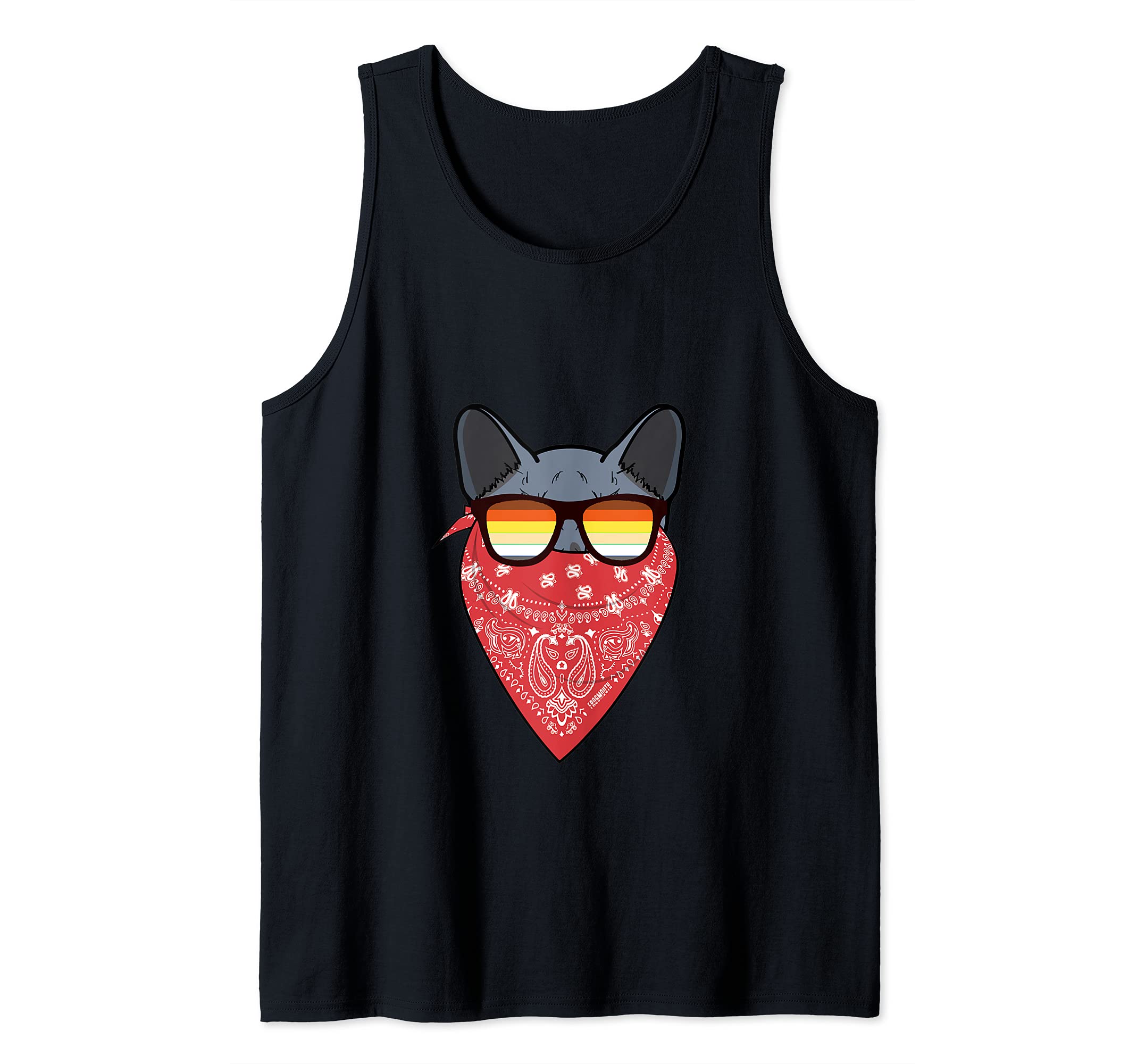 Funny Cute Russian Blue Cat Cat In Red Bandana Tank Top