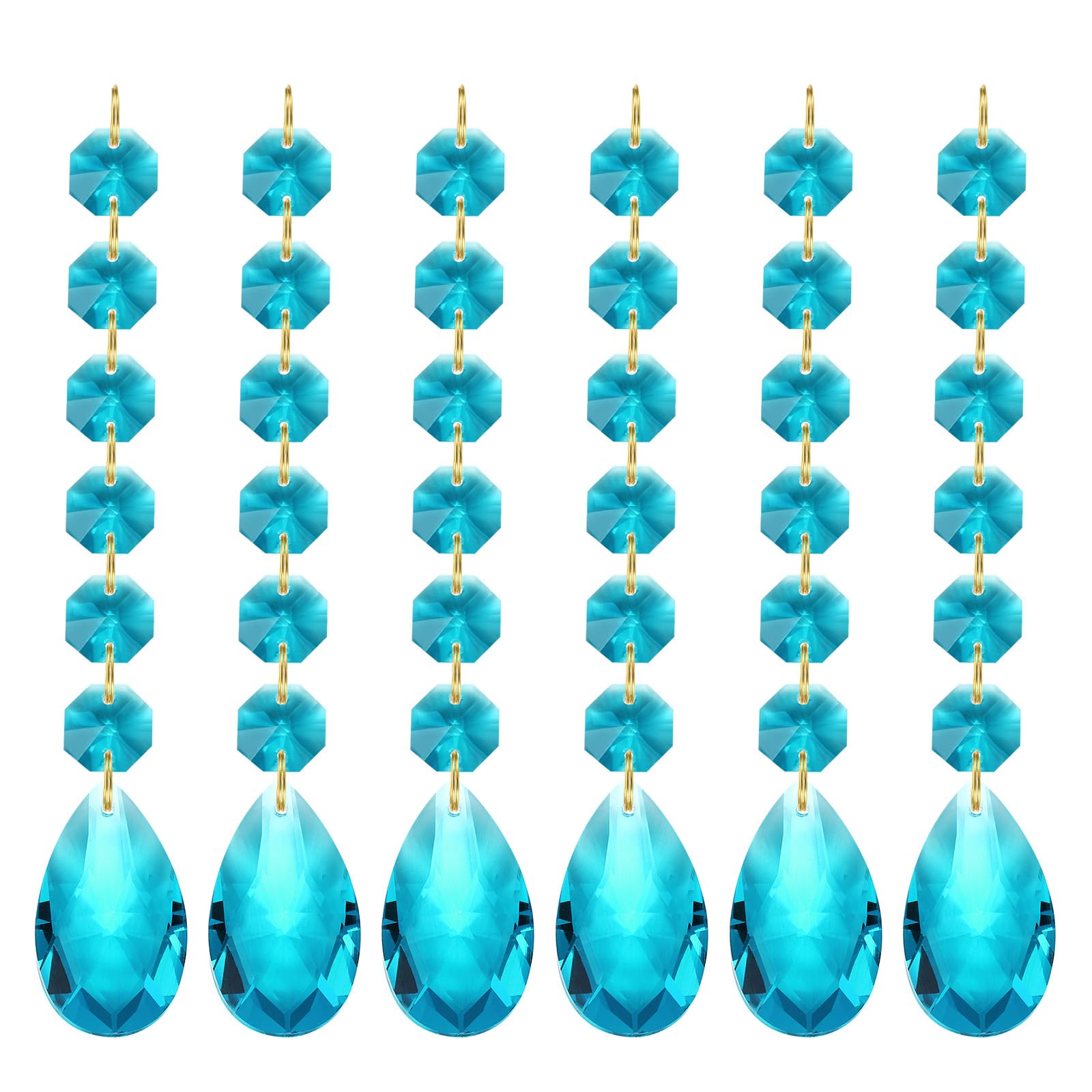 PATIKIL Teardrop Crystal Chandelier Pendants Beads, 6 Pack 160mm Length 38mm Chandelier Prisms Parts Ornaments Hanging Beads for DIY Arts Crafts Decoration, Navy Blue