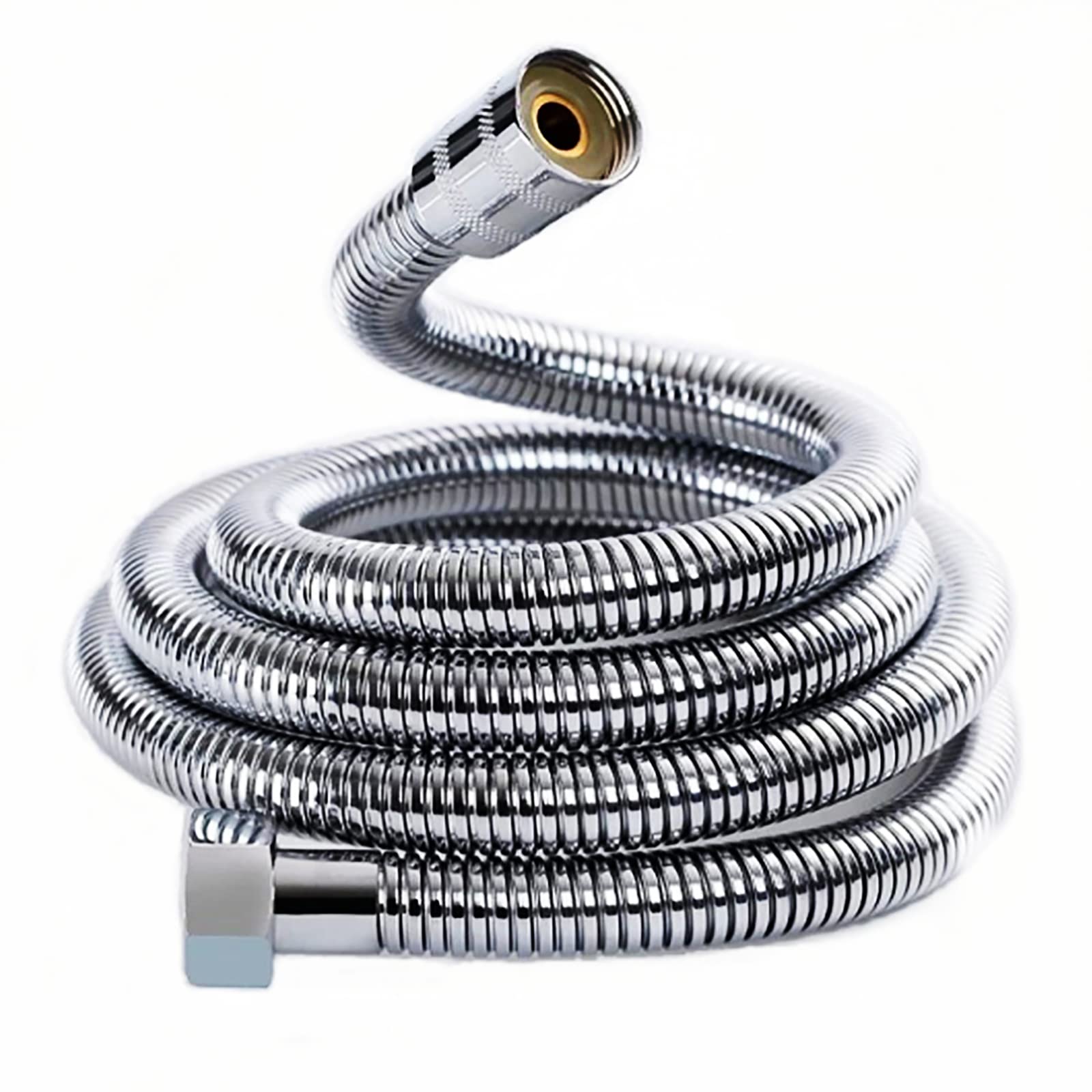Chrome Flexible Shower Hose - 10m/394, Anti-Kink, Anti-Explosion, Leakproof, Universal, Brass Connectors, Variety of Sizes