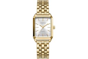 CHEETAH Women's Gold-Tone Dainty Watch, Retro Style Rectangular Case and Stainless Steel Band, Gift for Her