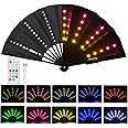 Gexmil Party LED Hand Fan, Colorful Glowing Handheld Folding Fan with Remote Control for Stage Performance, Birthday Festival, Dance, Wedding, Night, Bar, Club