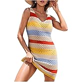 Dokotoo Womens Swimwear Cover Ups 2026 Summer Crochet Hollow Out Knit Bathing Suit Beach Dresses