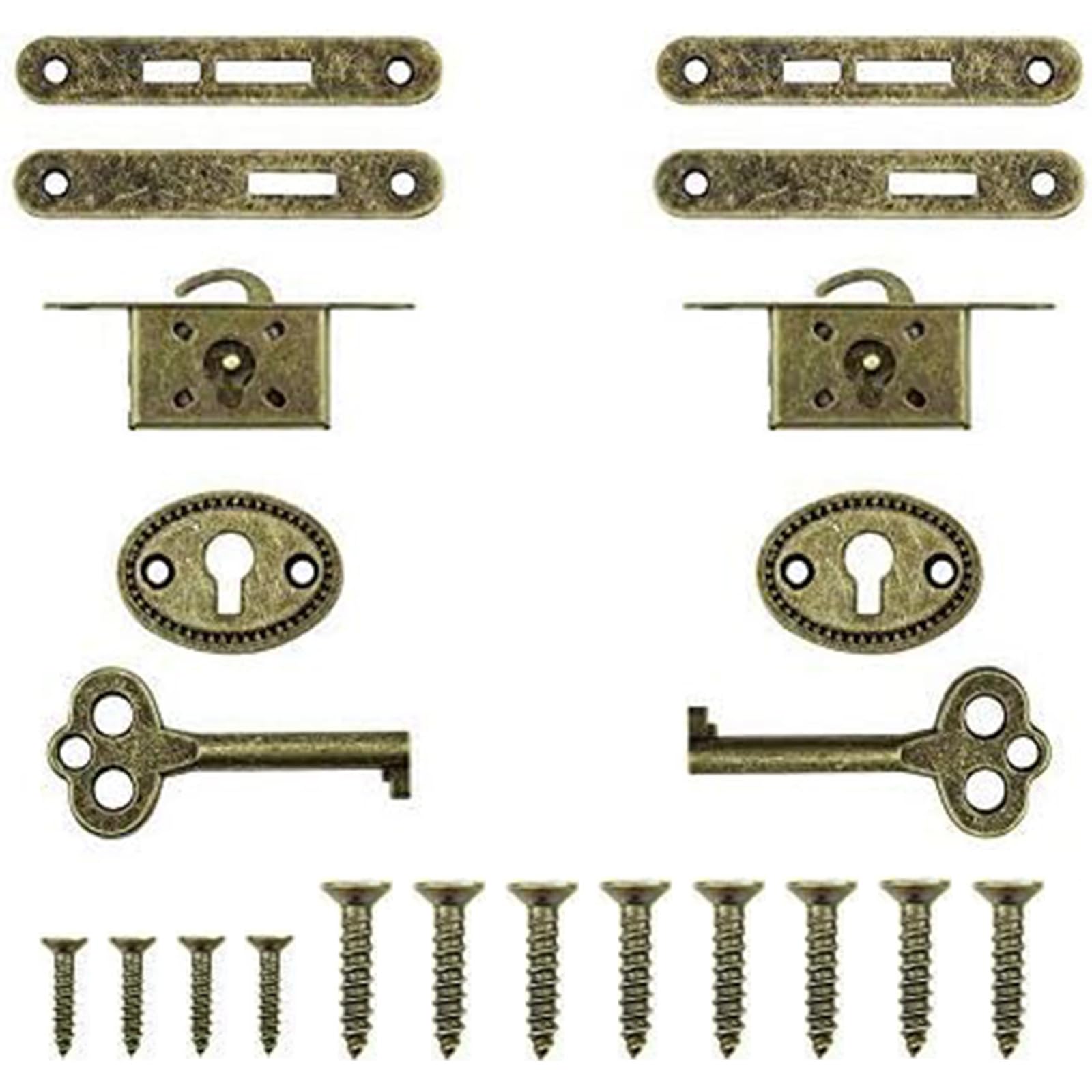 INCREWAY Antique Cabinet Locks, 2 Sets Exquisite Decorative Jewelry Box Lock with Keys Zinc Alloy Durable Small Locks for Furniture Cupboard(Bronze)