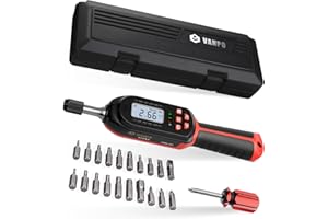 VANPO Digital Torque Screwdriver 2.66-53.1 in-lbs/0.3-6 Nm, Adjustable Screwdriver Torque Wrench Set with Buzzer/LED Indicator Notification for Bike Repairing, Tools, Maintenance and Mounting