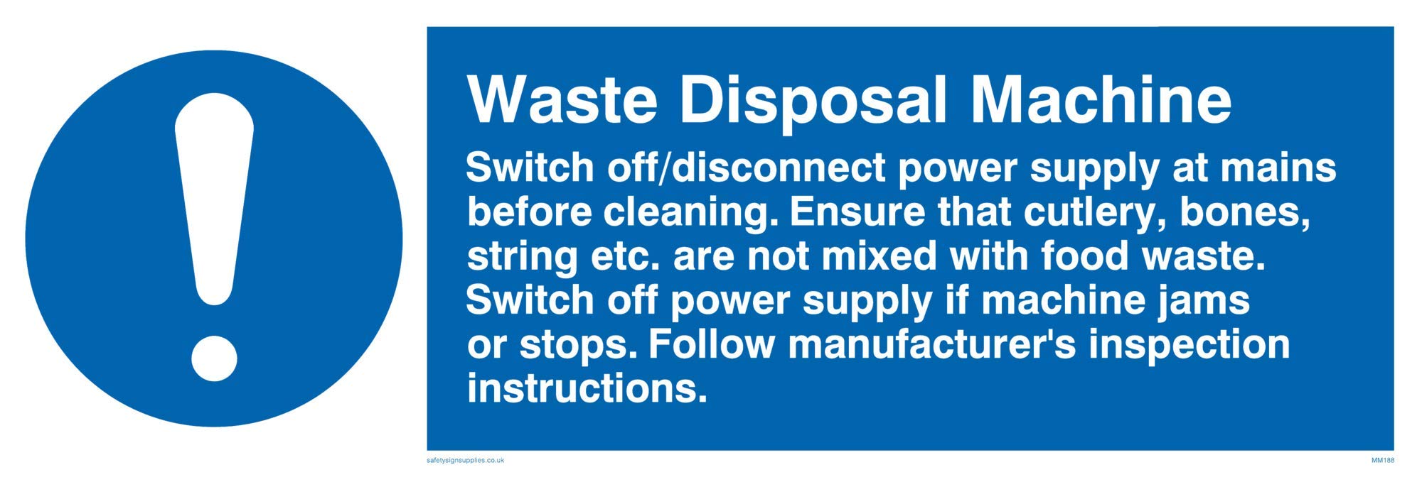 Viking Signs MM188-L31-V Waste Disposal Machine Rules Sign, Vinyl, 100 mm x 300 mm