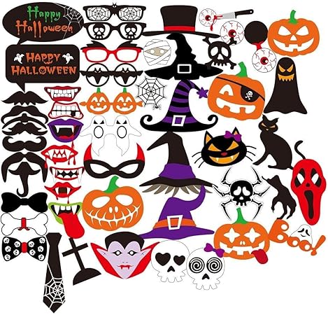 Amazon Co Jp Kesote ハロウィン フォトプロップス52点セット 仮装 Halloween コスプレ イベント パーティ 小物 記念写真 カメラ