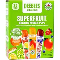 DeeBee's Organics Classic SuperFruit Freezie, 100% Real Fruit Freezer Pops, No Added Sugar (Pack of 25)