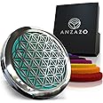 Car Essential Oil Diffuser - 1.5" Magnetic Locket Set with Air Vent Clip - Best for Aromatherapy - Fragrance Air Freshener, Scents Diffusers - Sacred Geometry Jewelry for Car, Flower of Life