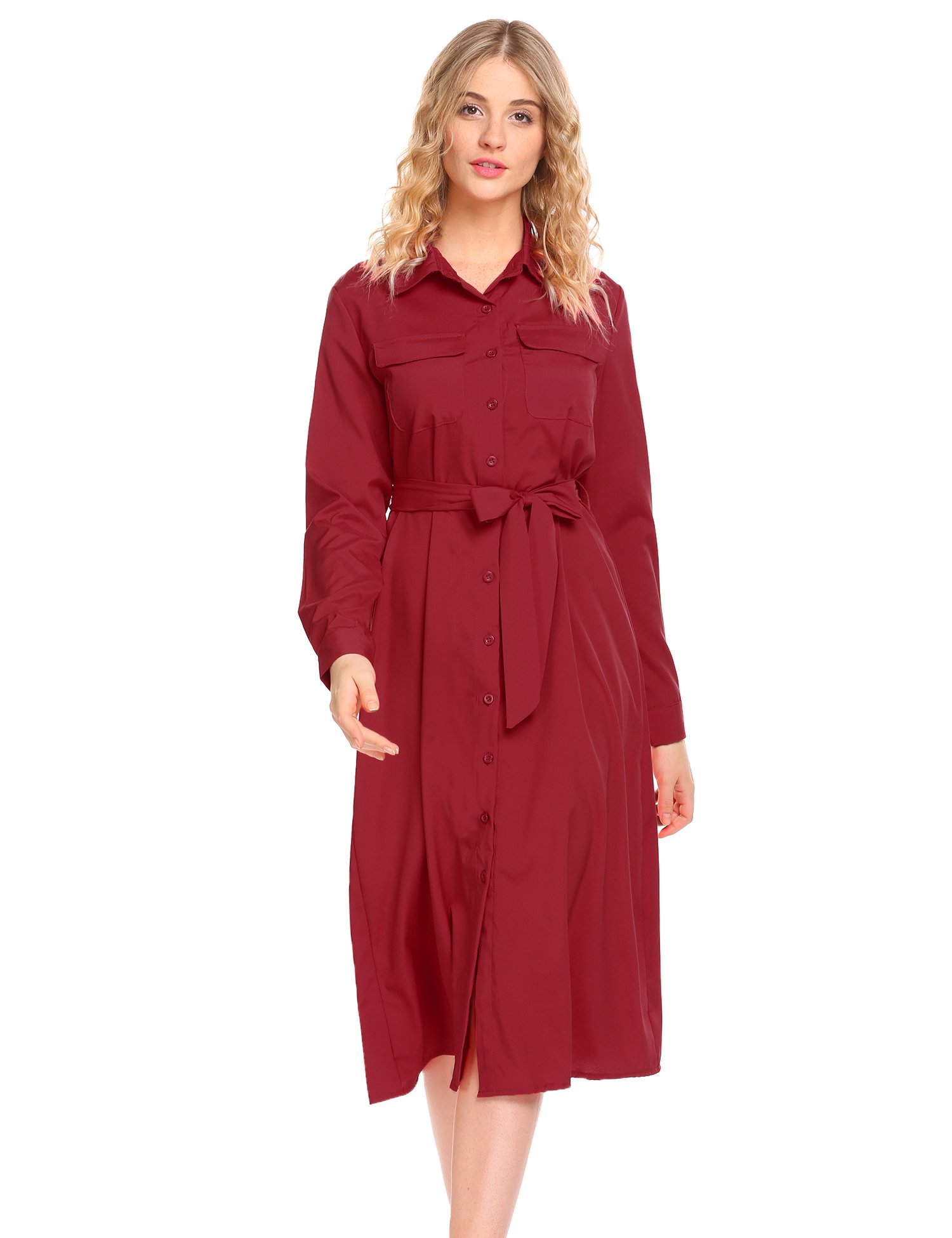 Pasttry Passtry Women\'s Slim Long Sleeve Cocktail Party Dress,Red,Medium