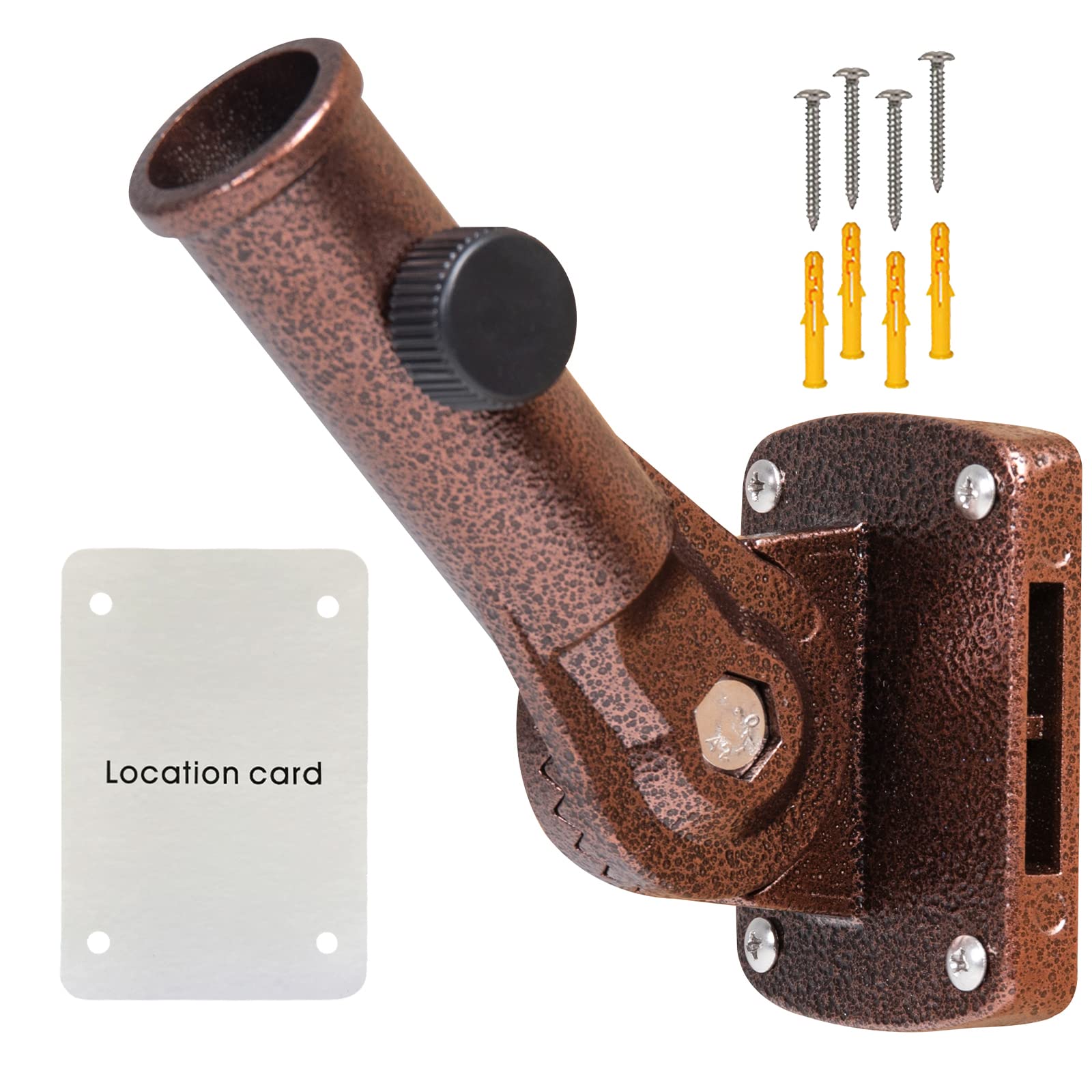 NQ Flag Pole Holder for 2.5cm (1 Inch) Diameter Flagpoles, Aluminum Flag Pole Bracket for Outside House, Multi-Position Adjustable Flag Pole Mounting Bracket (Brown)