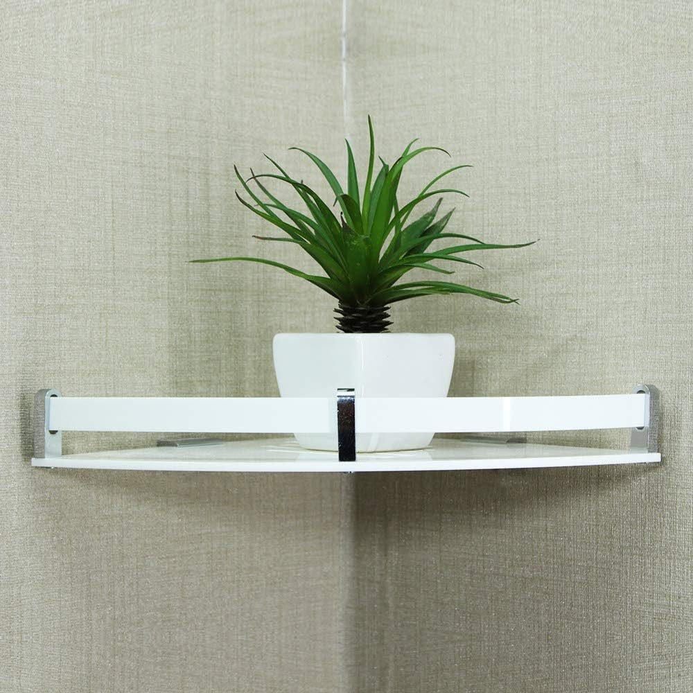 LWVAX Acrylic Multi-Purpose Corner Shelf for Bathroom/Corner Shelf for Home Decor Size: 10" X 10" inches Color: White