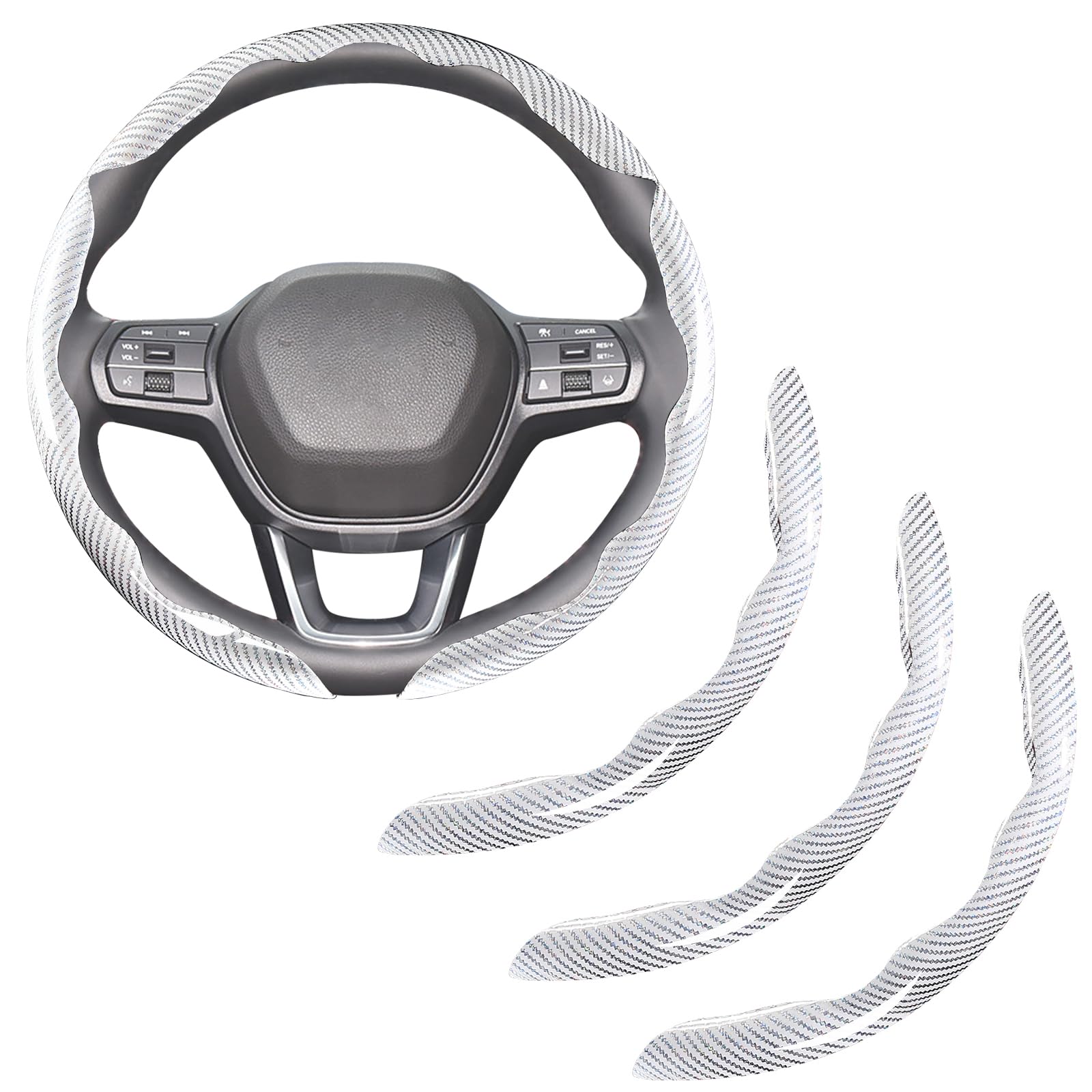 Carbon Fiber Steering Wheel Covers 3 Piece Clip on