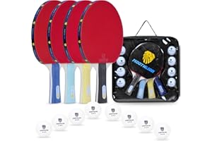 MOOTHLION Ping Pong Paddle Set,Portable Table Tennis Paddles Set 4 Premium Table Tennis Rackets, 8 3-Star Balls, Compact Carry Bag, Indoor and Outdoor Play Accessories Kit