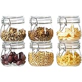 ODBCYWM 17oz Glass Food Storage Jars with Airtight Lids, Set of 6 – Clear Preserving Seal Wire Clip Fastening Canisters for Kitchen Canning, Flour, Cereal, Pasta, Sugar, Beans, Pickling Jars (17oz*6)