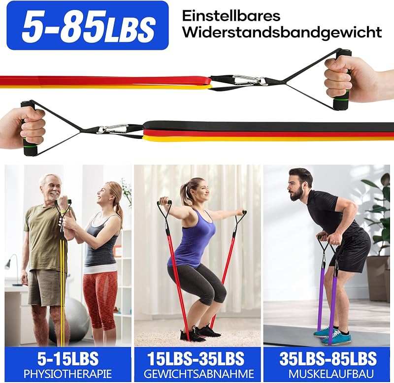 Fitnessbänder Resistance Bands Set mit 4 Stufen