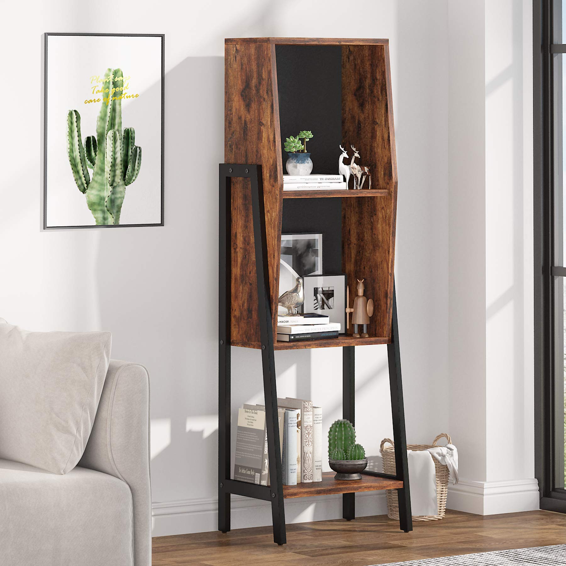 Buy Tribesigns 4Tier Open Bookshelf, Industrial Ladder Bookcase with