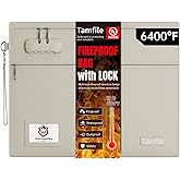 6400℉ Fireproof Document Bag with Lock, 15 x 12 inch Fireproof Money Bag 2 pockets with Zipper for Cash, Fire Safe Money Pouch Zipper for Important File,Valuables, Keys, Passports (Beige)