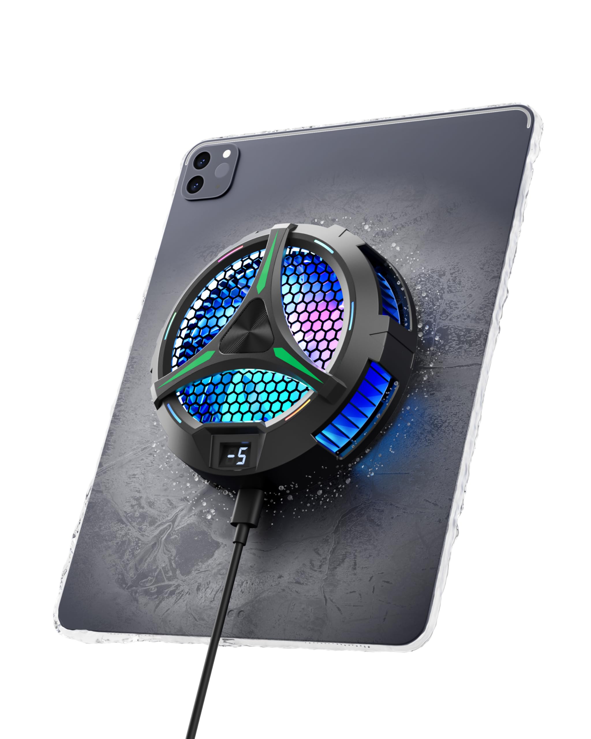 Photo 1 of ACEDAYS Magnetic Cooler for iPad,Tablet Cooler for ipad/Surface pro/Samsung Tab,Universal Radiator with Temperature Display for Mobile Gaming,Tiktok Live Streaming (Green Mech)