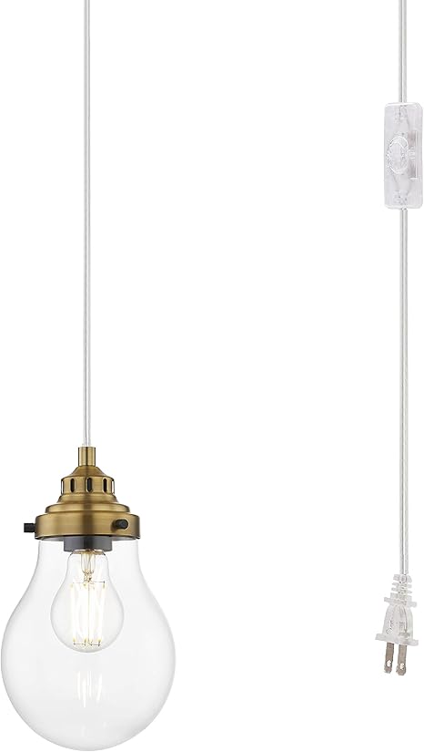 Woxxx Mini Globe Plug In Pendant Light Fixture Gold Hanging Pendant Lighting Plug In For Kitchen