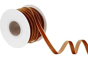 DINDOSAL Copper Velvet Ribbon 3/8 Inch Single Face Thin Velvet Ribbon for Gift Wrapping, Copper Ribbon for Christmas Decorations, Wedding, Ribbon for Hair Bows, Choker, Cafts, Bouquet - 25 Yards