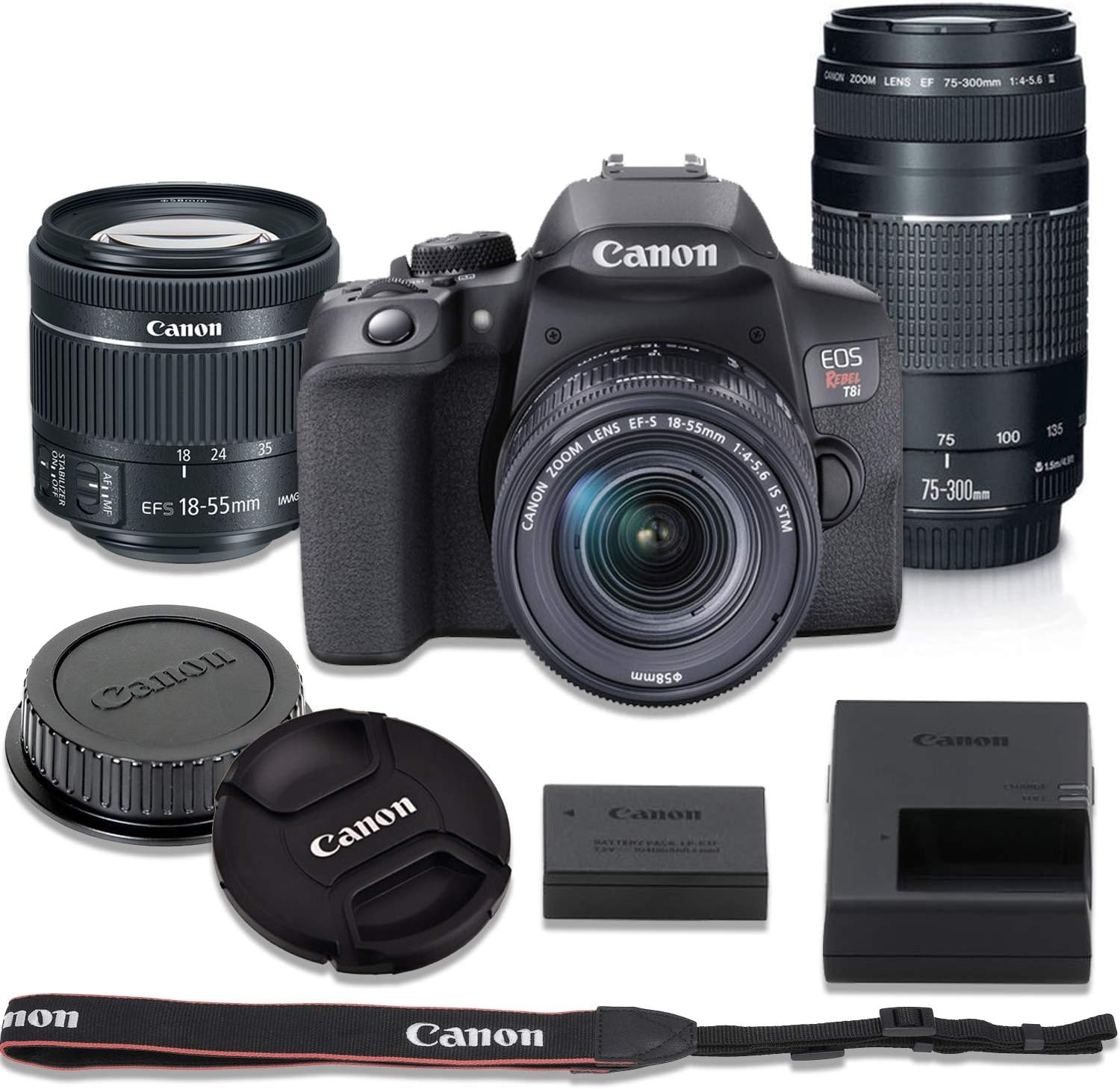 Canon EOS Rebel T8i DSLR Camera with 1855mm Lens Bundle