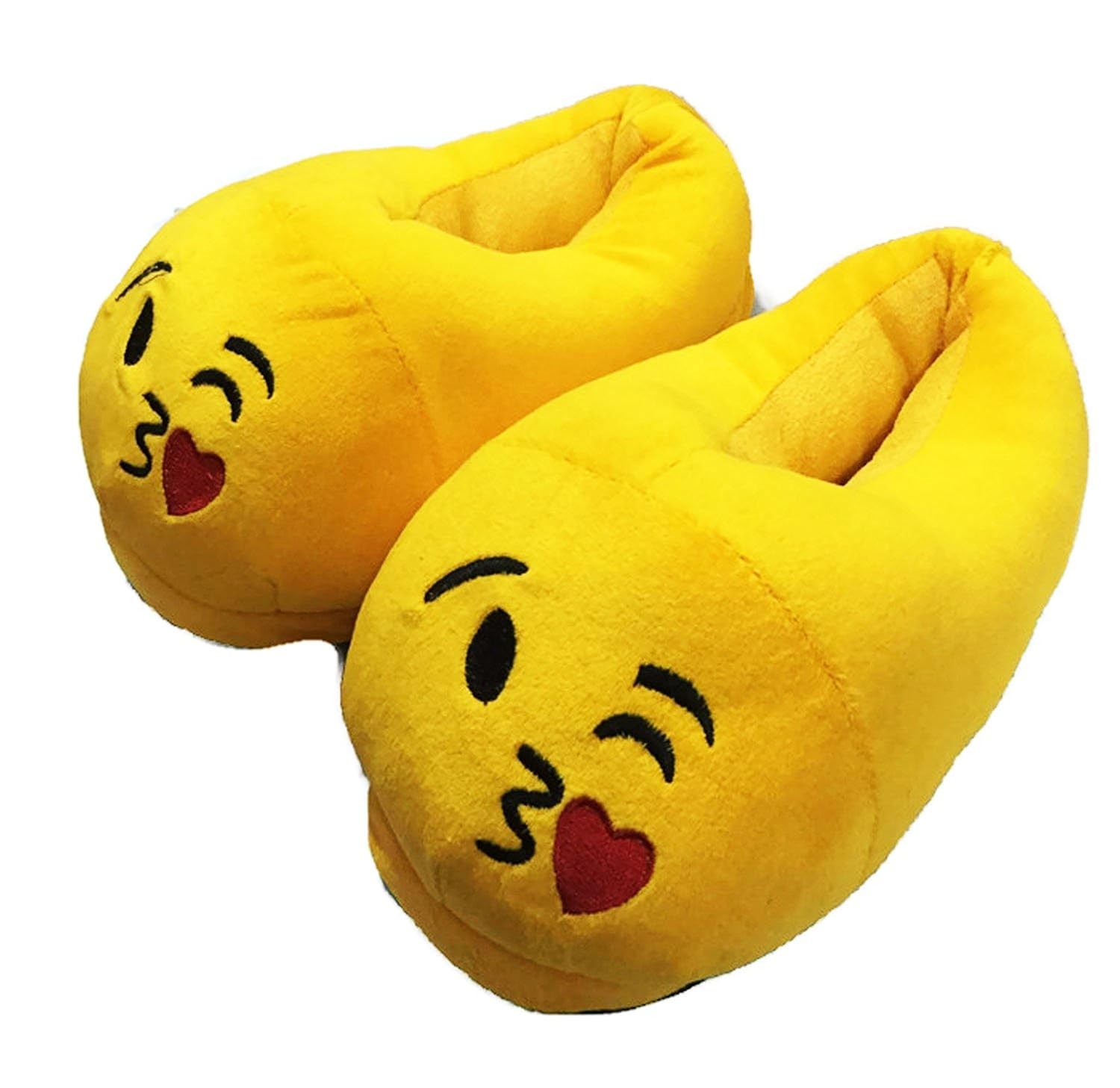 qualtos unisex plush emoji smiley moody slippers (free size, yellow)