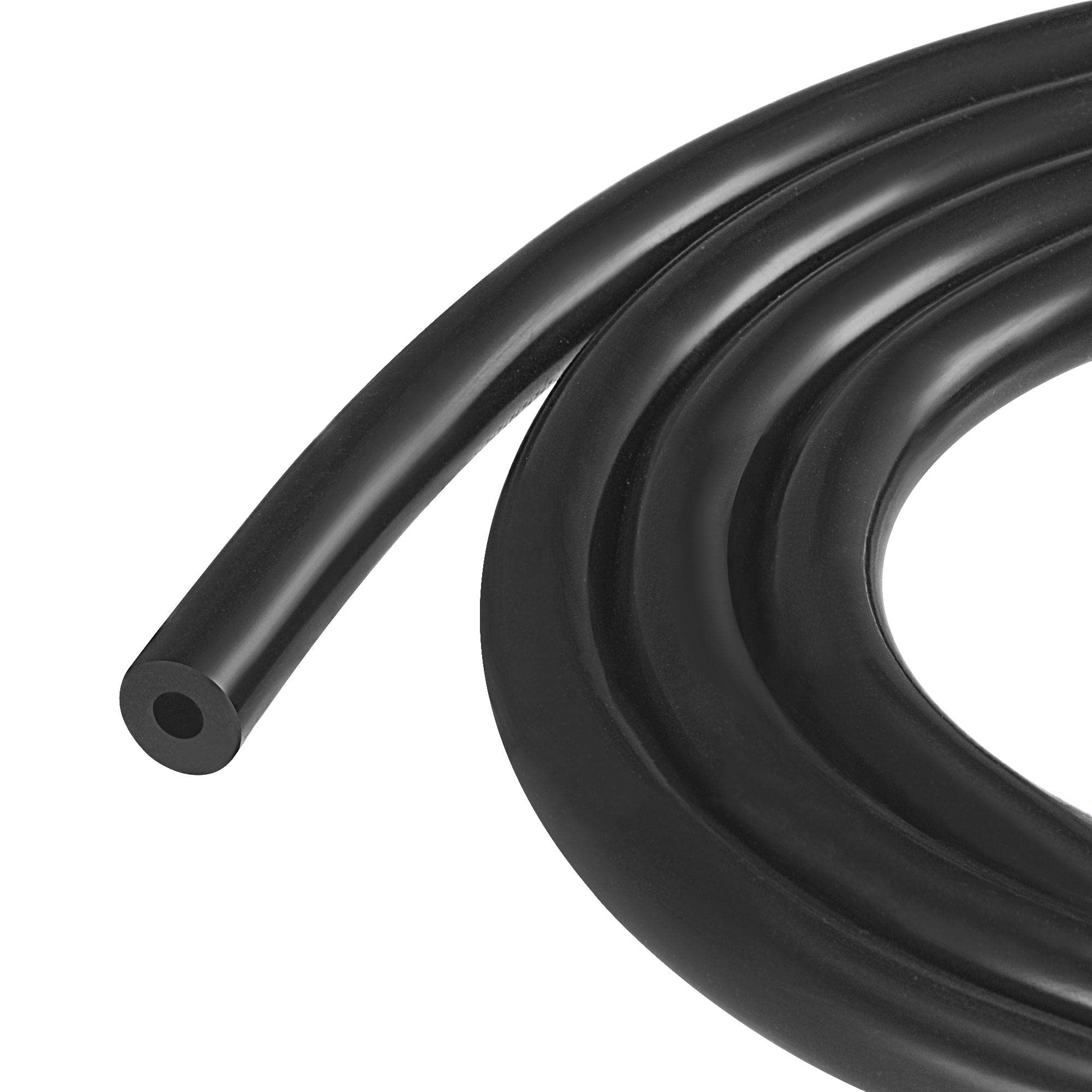 sourcing map Vacuum Silicone Tubing Hose 4mm ID 3mm Wall Thick 1m Black High Temperature for Engine