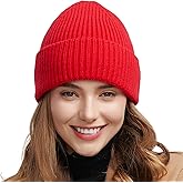 vidsel 50% Wool Thick Beanie Hat for Men Women, Seamless Winter Knit Skull Cap, Cuffed Fisherman Beanie Warm Watch Cap