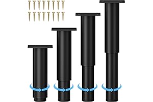 Metal Adjustable Furniture Legs 5.12-9.45 inch, Wlrrcwdttc Sofa Legs Cabinet Legs Adjustable Height Replacement Support Legs for Bed/Couch/Dresser/Chair/Coffee Table, Legs for Furniture Set of 4-Black