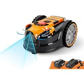 LawnMaster OcuMow Perimeter Wire Free Robot Lawn Mower Cuts Small Lawns 1000-2000 Square Feet with Optical Navigation, Obstacle Avoidance, Low Noise and No Go Functiont