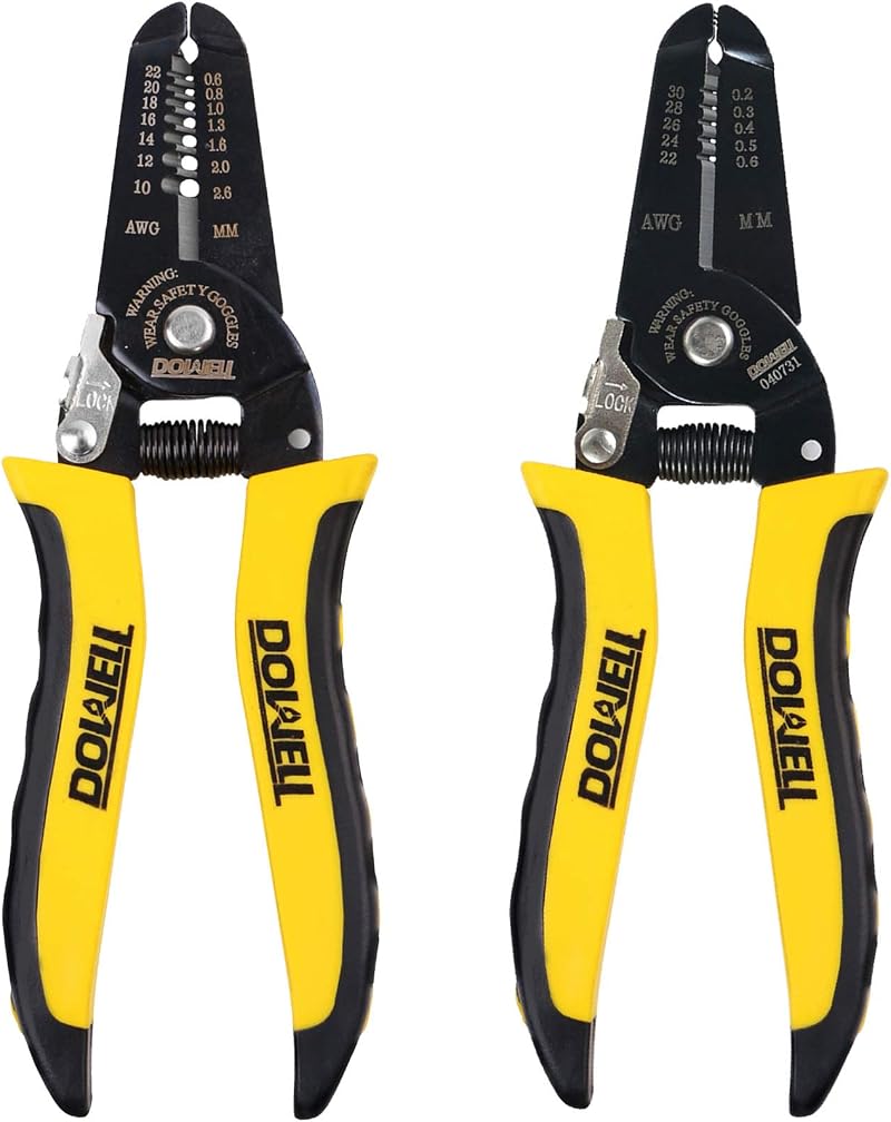 DOWELL Wire Stripping Tool 10-22AWG and 22-30AWG Pliers 2-Piece Set