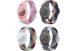 XSUIOY 4 Pack Kids Bracelet Compatible with AirTag, GPS Kid Tracker Holder Braided Wristband for Apple Air Tag, Nylon Adjustable Anti Lost Airtag Watch Band for Kids Children Elders (mixed color)